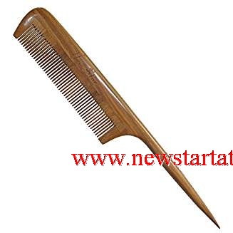Rat Tail Comb,New Star Anti-Static Green Sandalwood Comb Fine-tooth Comb with Thin and Long Handle